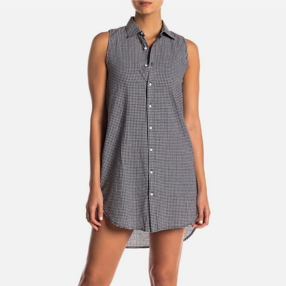 Onia Kaylee black white Gingham Shirt Dress swimsuit Cover-up - Picture 1 of 11